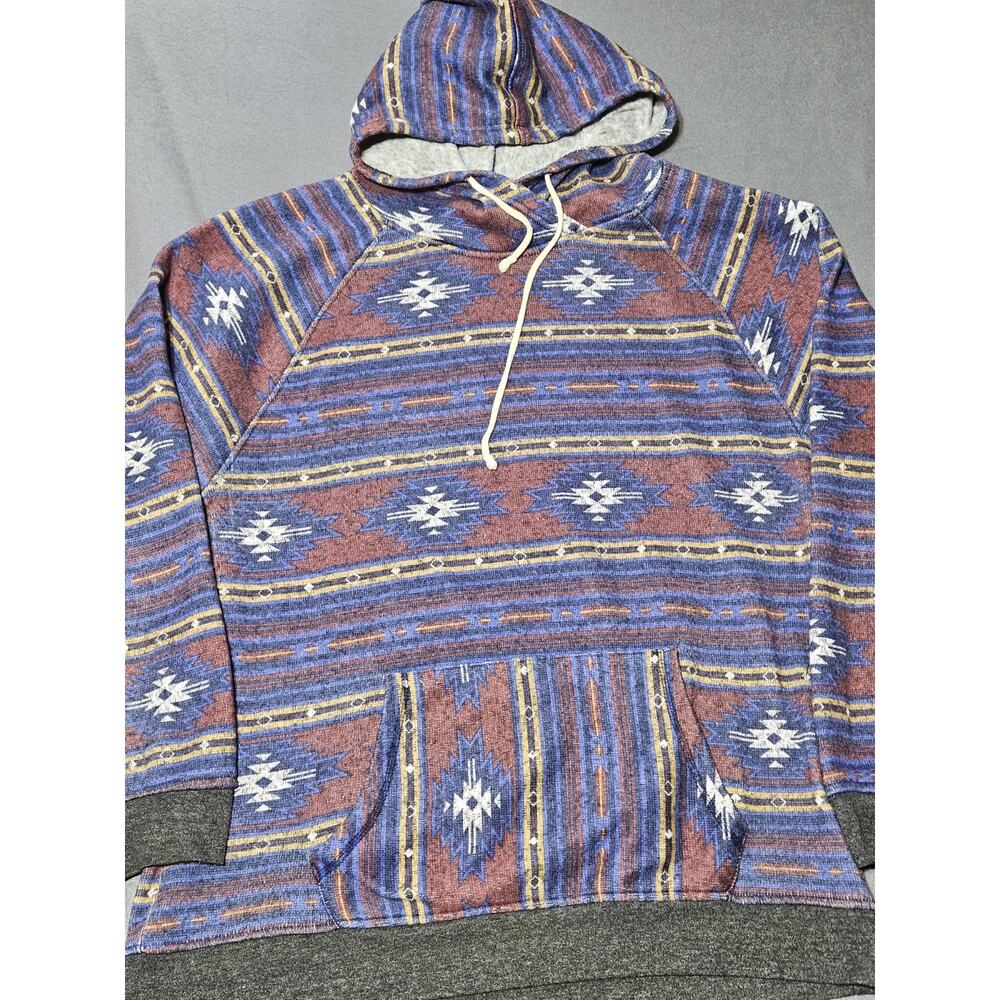 Carbon Sweater Men's XXL Purple Multicolor Southwest Aztec Print Hoodie Pullover